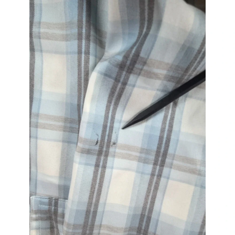 Dickies Temp-iQ Cooling Utility Shirt Womens 3XL Blue Plaid Work Western Snap